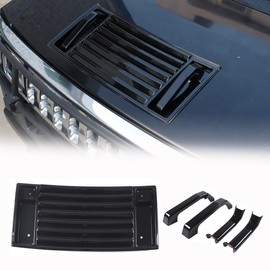 Fgtagtal Hood Deck Vent Panel Trim Compatible with Hummer H2 2003-2009, Front Hood Vent Louver Cover, ABS Hood Deck Vent Panel Covers Trim Moulding (Bright Black)