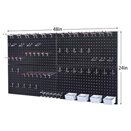 Pegboard Smith 48x24 Inch Black Metal Pegboard Kit for Wall Organization with Hooks, Garage Storage Bins, and Utility Tool Board – Efficient Panel Tool Organizer.