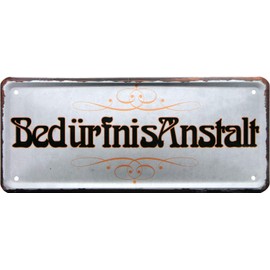 1857 Decorative Tin Sign with German Text"Freunis Anstalt - Toilet 28 x 12 cm