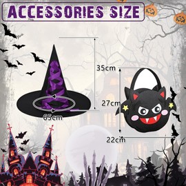Antsparty Witch Costume Girls, Children's Carnival Witch Costume with Witch Hat Handbag, Wizard Fancy Dress Cosplay Costume Carnival Party Witch Dress for Girls
