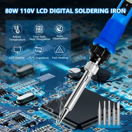 Soldering Iron Kit, 80W 110V Upgraded Digital Electric Soldering Kit with LCD Display, 39-in-1 Adjustable Temperature Welding Tool for DIY