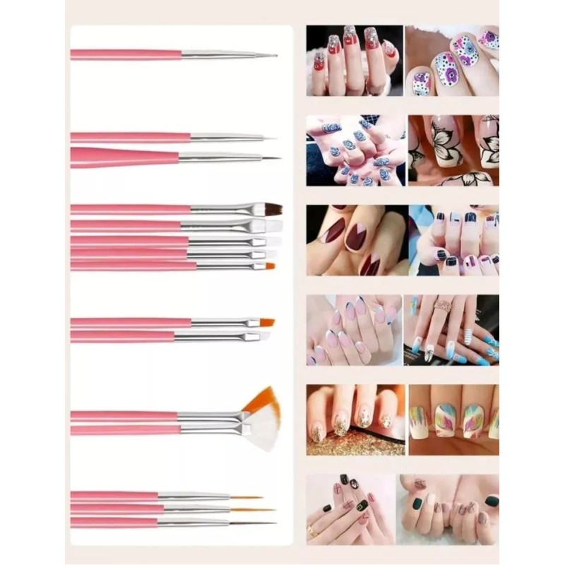 Layana Kit Pinceles Profesional Para Mano Alzada Nail Art Set