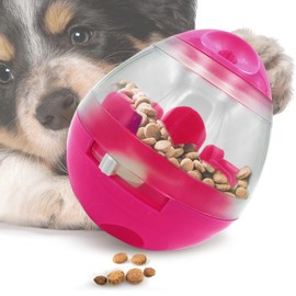 SunGrow Bunny Treat Ball, Boredom Buster Ends Naughty Chewing and Bloat, Encourages Exercise, Interactive Puzzle Feeder Ideal for Puppy, Small Dogs, Pocket Pet, Rabbits, Rats, and Hamsters (Pink)