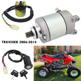 Motorsupermarkets Starter Motor for Honda TRX450ER 2006-2014 ATV with Relay & Ignition Key Switch