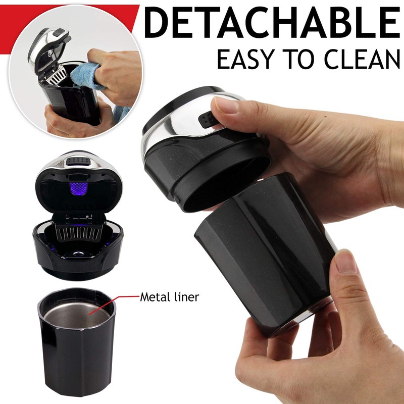 TAKAVU Car Ashtray (1-Pack), Easy Clean Up Detachable Stainless Car