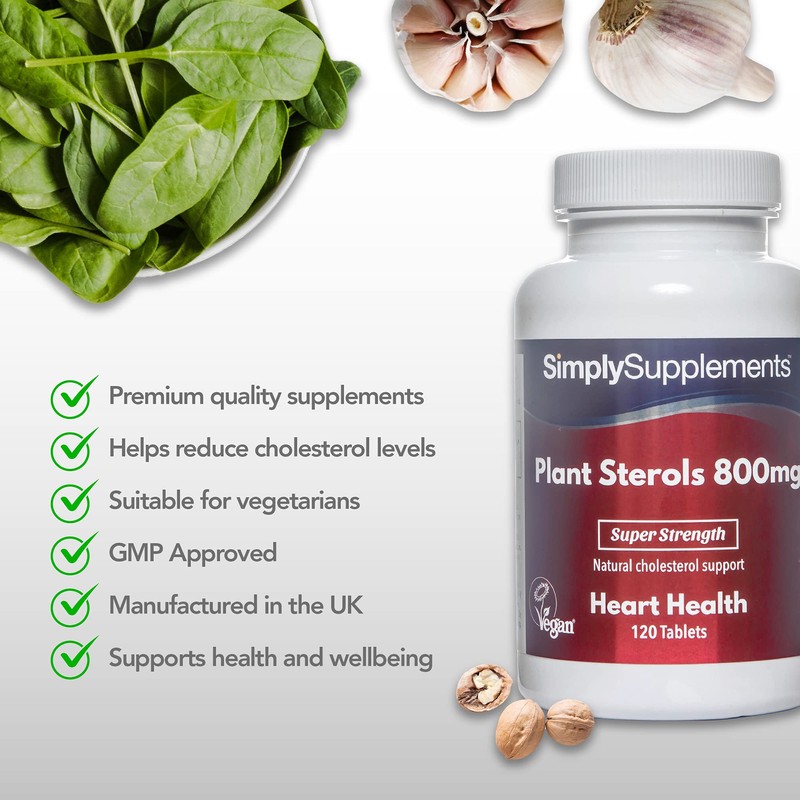 SimplySupplements Plant Steroles 800 mg - 120 Tablets - Suitable