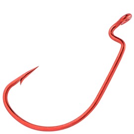 Dr.Fish 100 Pack EWG Fishing Hooks Bass Fishing Hooks Offset Shank Worm Hooks Round Bend Wide Gap Drop Shot Texas Carolina Rig Hooks High Carbon Steel Live Bait Fishing Hooks Freshwater Saltwater