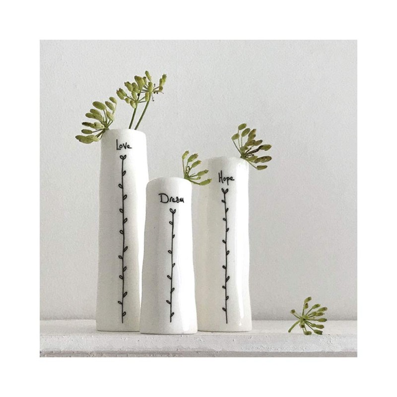 East of India Trio Of Bud Vases - Love, Hope,