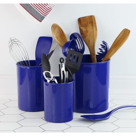 Reston Lloyd Multipurpose Utensil/Crock Holders Organize Wide Variety of Sizes of Utensils & Tools, Includes Extra Large, Large, & Miniature, Indigo