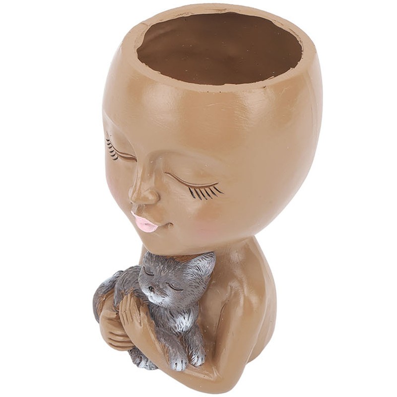 Funny Face Planter Pot Girl Head Planter Innovative Decorate Resin
