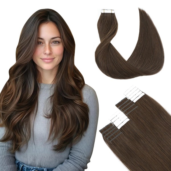 SURNEL Tape-In Extensions Real Hair Brown Hair Extensions Real Hair