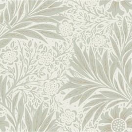 VEELIKE Cream Beige Marigold Floral Wallpaper Peel and Stick Vintage William Morris Wallpaper for Bedroom Bathroom 17.7''x118'' Removable Botanical Wall Paper Self Adhesive Contact Paper for Cabinets