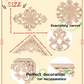 LXYUUM 5PCS Wood Appliques Onlays Decorative for Furniture Carved Bed Door Cabinet Wardrobe Long Decoration Unpainted Carving, 06
