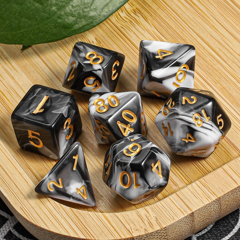 CiaraQ DND Polyhedral Dice Set with a Black Dice Bag