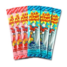 Sour Power Premium Patriot Mix Candy Straws – The Original Sour Straws Candy Since 1985 – 1.75 oz (Pack of 6) – Vegan, Non-GMO, Gelatin Free – Soft, Chewy, Sweet & Tart Retro Treats