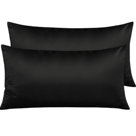 NTBAY Zippered Satin Pillow Cases for Hair and Skin, Luxury King Hidden Zipper Pillowcases Set of 2, 20x36 Inches, Black