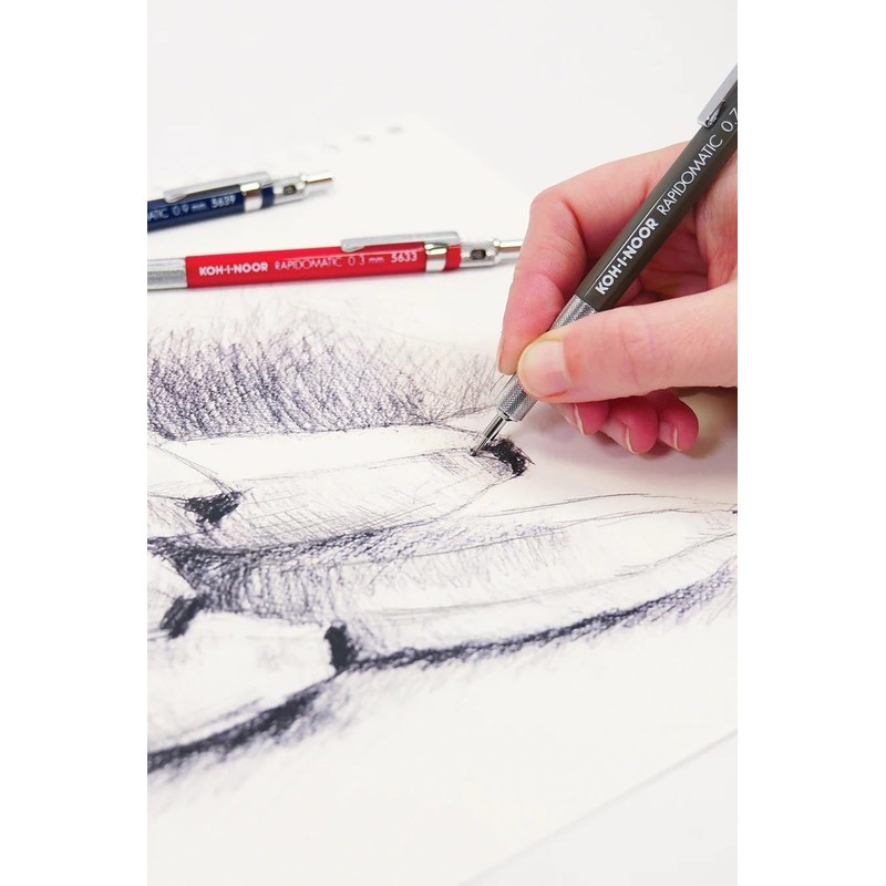 Koh-I-Noor Rapidomatic Mechanical Pencil, .5mm Lead, White, 1 Each (5635)