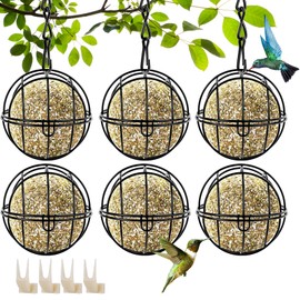 Pack of 6 Chit Ball Holder, Bird Feeder for Hanging, Metal Bird Feeder with S-shaped Hooks, Feeder for Wild Birds, Garden, Sparrows, Robins, Black