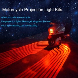Motorcycle Angel Wings Projection Light Kit, Underbody Waterproof Ghost Shadow Lights for Motorcycles - Universal (Red, Pack of Pair)