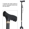 Height Adjustable Aluminum Alloy Cane with T Handle 4-pronged Pivot