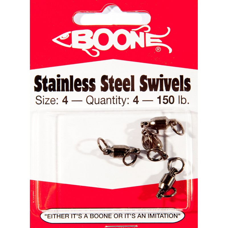 Boone Ball Bearing Black Swivels with SS Rings, Size 4
