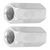 2 Piece Long Rod Nut Galvanised Steel M16*50 Long Hex
