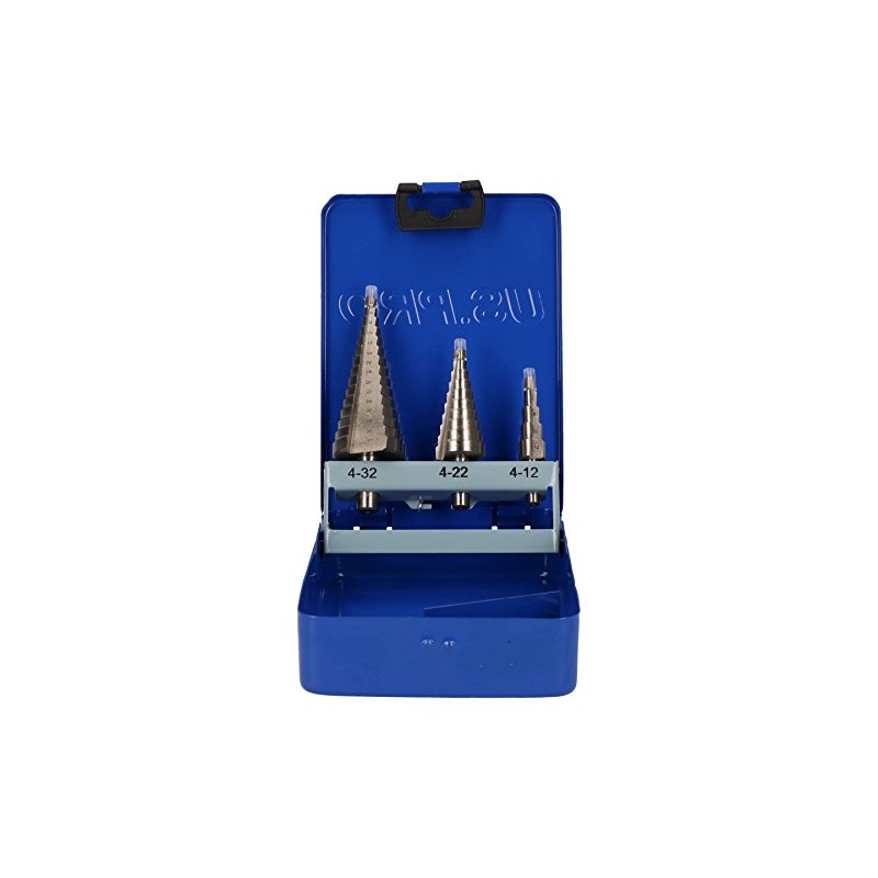 Step drill/cone cutter/drill bits 3pc set/kit 4mm - 32mm