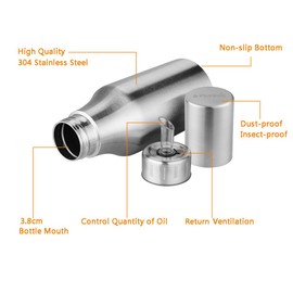 Flyboo Olive Oil Dispenser,Oil Bottle Stainless Steel Leak Proof Olive Oil Decanter for Kitchen