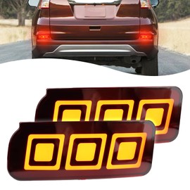 ZDEERAOTO 2pc Full LED Rear Bumper Reflectors Fog Brake Tail Light Lamps Compatible with Honda CRV CR-V 2015 2016 Replaces 33555-T1W-A01 33505-T1W-A01 Accessories (Red)