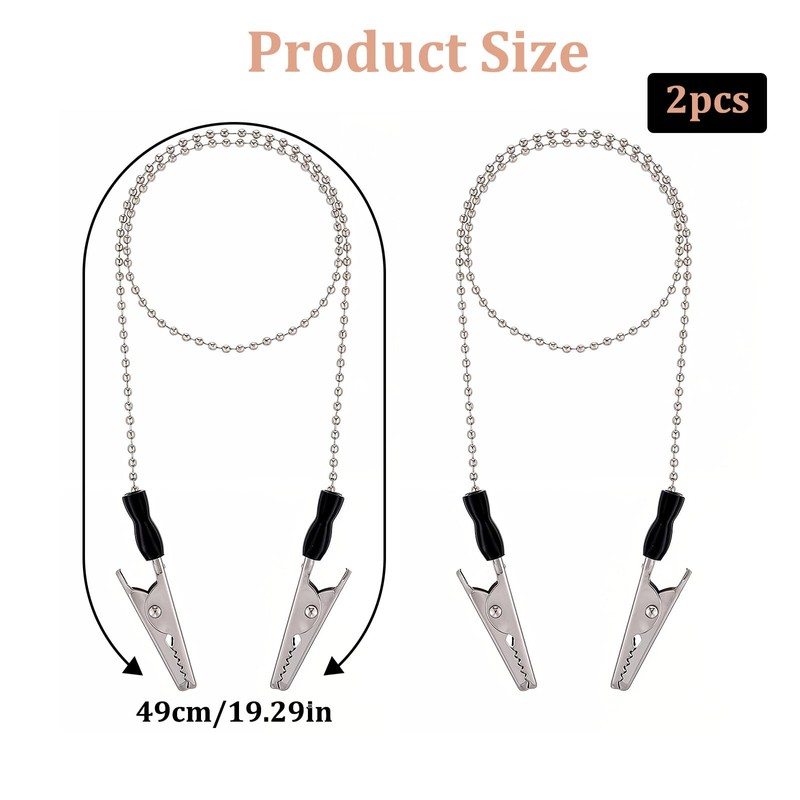 2 PCS Dental Bib Chain with Clips Metal Napkin Clip