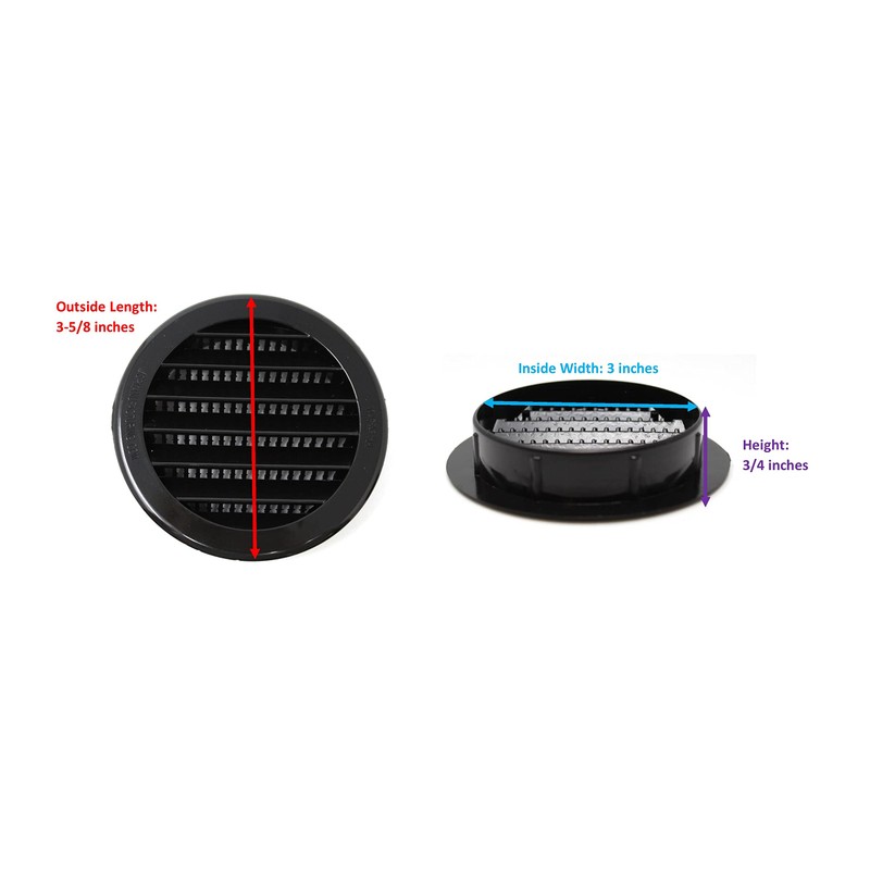 3" Round Plastic Louver Soffit Air Vent Reptile Screen Grille