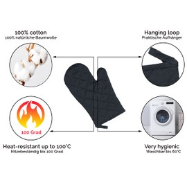 ZOLLNER Set of 2 Oven Gloves Cotton Heat Resistant 153