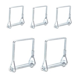 CEEYSEE 5 x Locking Pin 6 mm x 50 mm One Cotter Pin Pipe Folding Pin with Snap Lock Square Galvanised Shackle for Trailers, Tractors, Dumppers, Farm, Lawn Mowers (F.6 mm x 50 mm)