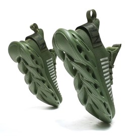 Jakcuz Zapatillas de running para mujer, antideslizantes, deportivas, con plataforma, gruesas, informales, color verde militar, talla 10.5
