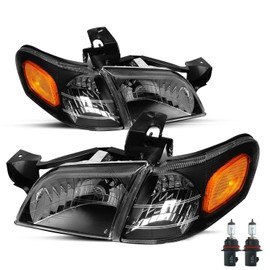 JSBOYAT Headlight Assembly Replacement for 97-05 Chevy Venture / 97-05 Pontiac / 97-04 Oldsmobile Silhouette Pair with Bulbs w/Side Marker Lights 4pcs, Smoked Lens & Amber Reflector