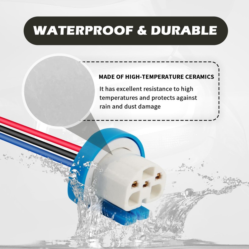 2PCS Headlight Wiring Harness,9007 9004 HB1 HB5 3 Pin Ceramic