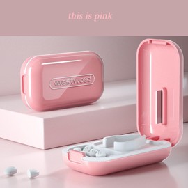 Multi-Functional Compact Pill Cutter, Pill Splitter, Pill Cutter Splitter for Small and Tiny Pills, Easy to Clean and Portable, Pill Cutter Splitter, Pill Crusher (pink)