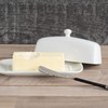Now Designs Stoneware Rectangle Butter Dish with Lid, White 4.5