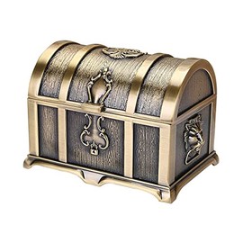 Ansimple Antique-Style Alloy Treasure Chest Alloy Box Case Pirate Treasure Chest Storage Box Small Item Holder Treasure Chest Jewelry Box Accessories Vintage Interior Decor Miscellaneous Figurine