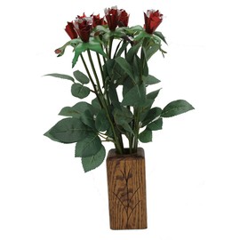 JustPaperRoses 10th Tenth Wedding 10 stem Aluminum Roses with Wood vase