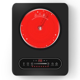 GIHETKUT Single Burner Electric Cooktop,110V 1800W Electric Stove Top with LED Touch Control,10 Power Levels, Timer, Safety Lock,Portable cooktop