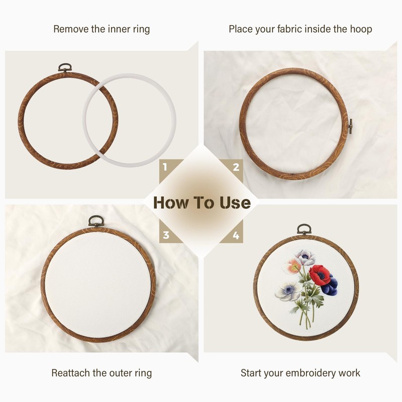 YOFAPA 9 Pcs Embroidery Hoops, Flexible Round Cross Stitch Hoops,