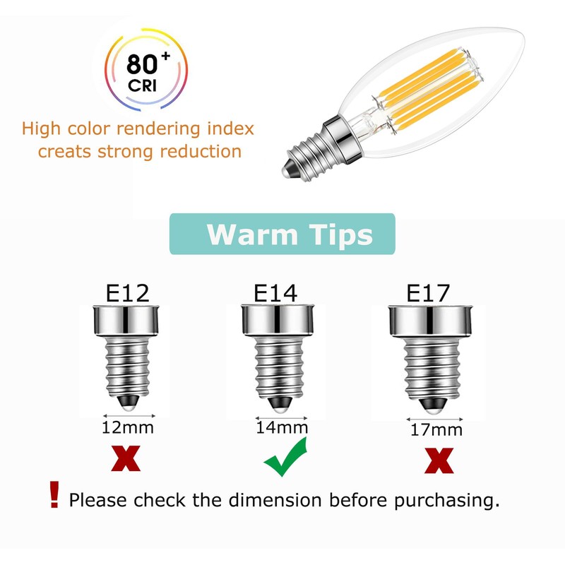 Lamsky E14 LED Bulb Dimmable,110V 600LM 60W Equivalent Warm White