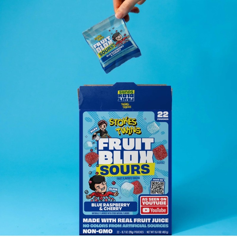 Fruit Blox Sours Blue Raspberry & Cherry Fruit Snacks, 2