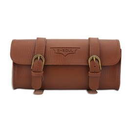 Dilwe Bicycle Bag, Leather, Retro Vintage Brown Bicycle Frame Bag, Saddle Bag, Waterproof Handlebar Bag, Travel Bag for Foldable Bike, Mountain Bike, Road Bike