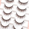 7 Paare 3D Brown Falsche Wimpern Katzenauge, Flauschiges Volumen Curly