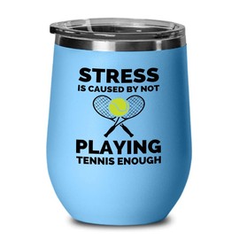 Tennis Blue Wine Tumbler 12oz - not playing tennis enough - Coach Smash Tennis Trinket Racket Racquetball Racquet Baseline