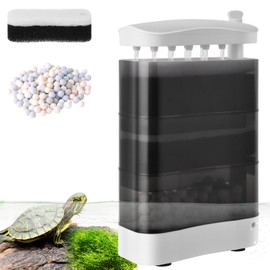 VILLNO 400LPH Quiet Turtle Tank Filter - 8W Powerful Aquarium Filter with Triple Filter Media for Shallow Water Tanks
