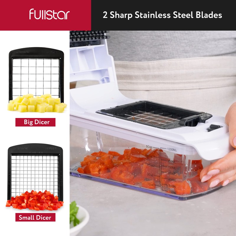 Fullstar Vegetable Chopper and Spiralizer - Food Chopper with Container,