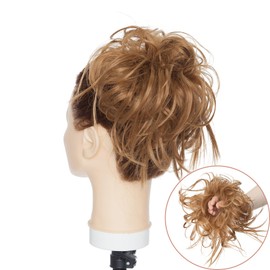 TESS Hair Scrunchie with Hair Voluminous Messy Bun Hairpiece Bun 45 g Hairpiece with Elastic Band for Women Girls (Coffee)